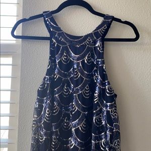 Halter top sequined mini dress